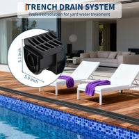 Système de caniveau Garvee en plastique PEHD, capacité de charge A125, grille en plastique, ensemble de 3 pièces pour jardin et terrasse