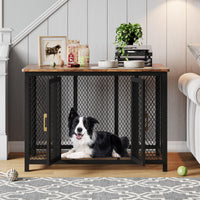 Garvee Cage pour chien 122 cm style meuble avec porte supérieure, structure robuste en bois et métal, design intérieur élégant, indestructible, adaptée aux chiens petits, moyens et grands.