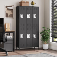 Casier métallique Garvee à 6 portes pour employés, robuste, ventilé, double compartiment, pour bureaux et salles de sport, 183 cm (H) x 40 cm (L) x 90 cm (P), revêtement en poudre