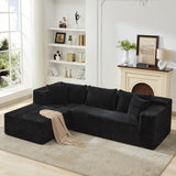 Canapé d'angle Garvee Cloud 106" avec méridienne en L, revêtement en velours côtelé, modulable, pour salon ou chambre, confort d'assise profond, beige