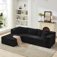 Canapé d'angle Garvee Cloud 106" avec méridienne en L, revêtement en velours côtelé, modulable, pour salon ou chambre, confort d'assise profond, beige