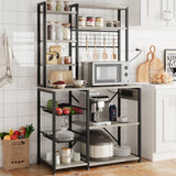 Étagère de cuisine Garvee Baker avec prise électrique, 7 niveaux, métal et bois, pour cuisine et coin café, grise, 90 x 40 x 178 cm