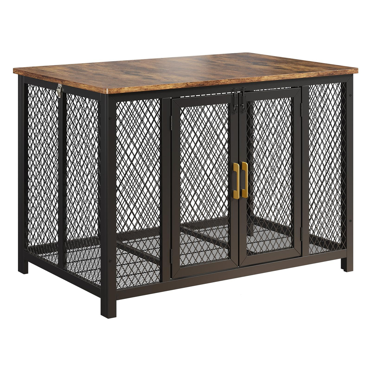 Garvee Cage pour chien 122 cm style meuble avec porte supérieure, structure robuste en bois et métal, design intérieur élégant, indestructible, adaptée aux chiens petits, moyens et grands.
