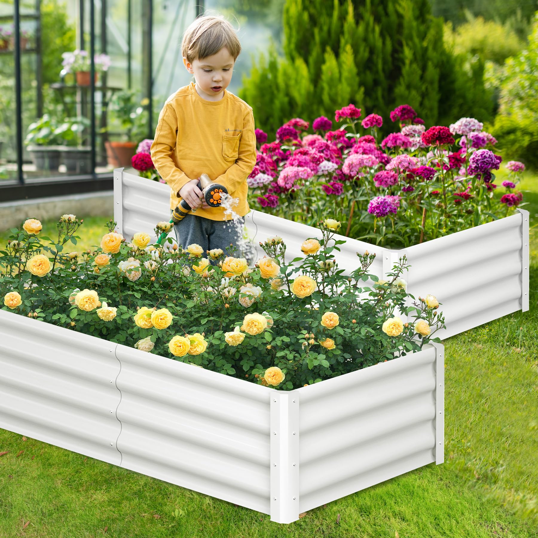 Jardinière surélevée Garvee, en métal, rectangulaire, 180 x 90 x 30 cm, revêtement en poudre antirouille, idéale pour jardin, balcon ou terrasse.