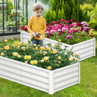 Jardinière surélevée Garvee, en métal, rectangulaire, 2,4 x 1,2 x 0,3 m, blanche, durable et antirouille, revêtement en poudre, fond ouvert, montage sans outil, pour le jardin et la culture de légumes