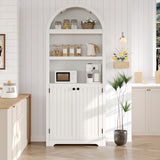 Garvee armoire de rangement haute 183 cm en bois, 5 niveaux, porte et poignées, anti-basculement, blanche, pour cuisine - Blanc