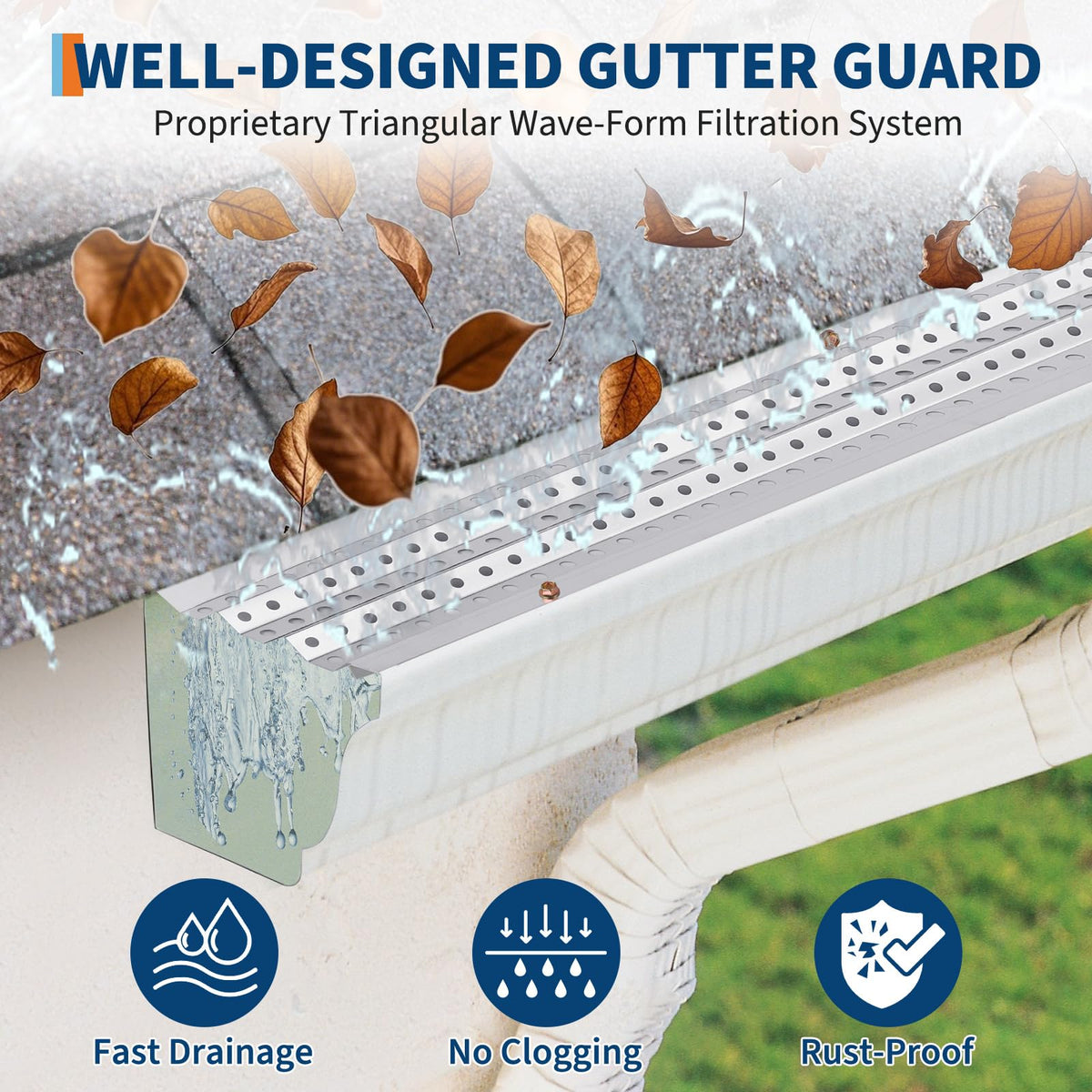 Garvee protège-gouttière 15,24 m, largeur 12,7 cm, maille aluminium triple épaisseur antirouille, pour maison et abri de jardin