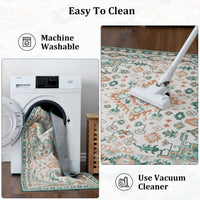 Tapis Garvee grand format, lavable en machine, vert grange, pour salon, à poils courts, antidérapant, 160 x 230 cm