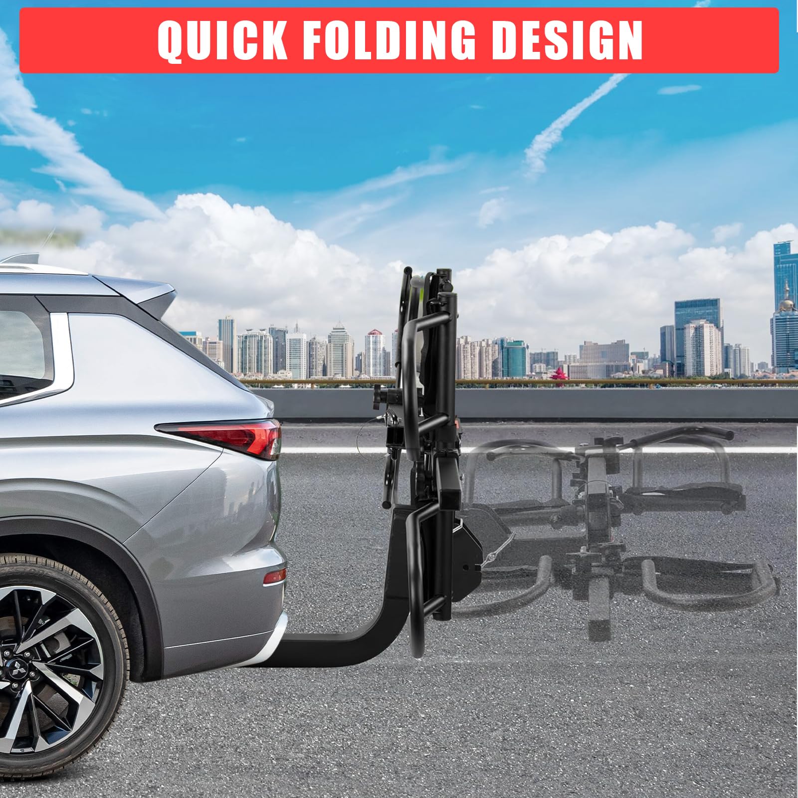 Porte-vélos Garvee 2 pouces pour attelage, 2 vélos, acier, inclinable, réfléchissant, robuste, pour SUV et camions, avec sangles de tension et verrou