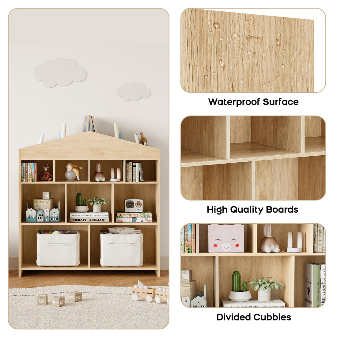 Garvee Étagère Montessori pour jouets, 9 compartiments, bois, 104 cm, pour chambre d’enfant et salle de jeux