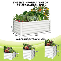 Jardinière surélevée galvanisée Garvee 180 x 90 x 45 cm, 2 pièces, métal durable, fond ouvert, rebord de sécurité, stable, pour jardin et terrasse, grise