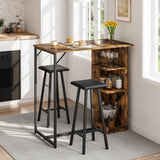 Garvee Ensemble Salle à Manger 3 Pièces avec 2 Tabourets Bar en PU Cuir, Table Métal Industriel, Compact, Idéal Petits Espaces, Noir - 
