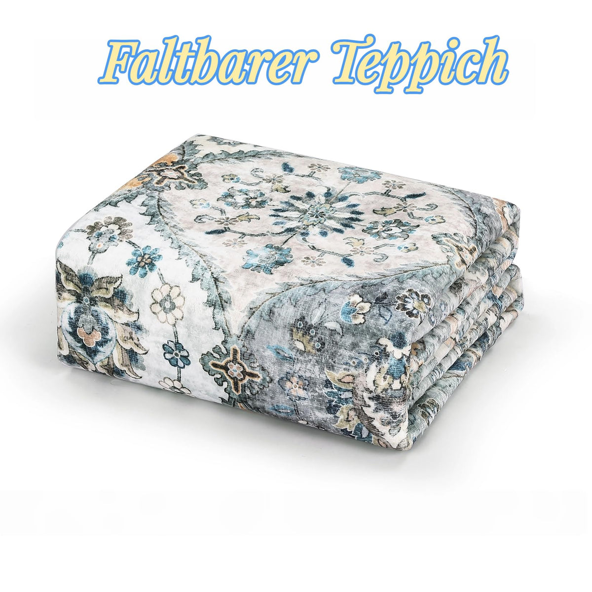 Tapis Garvee lavable vintage 160x230cm pliable à poils courts pour intérieur salon bleu jaune