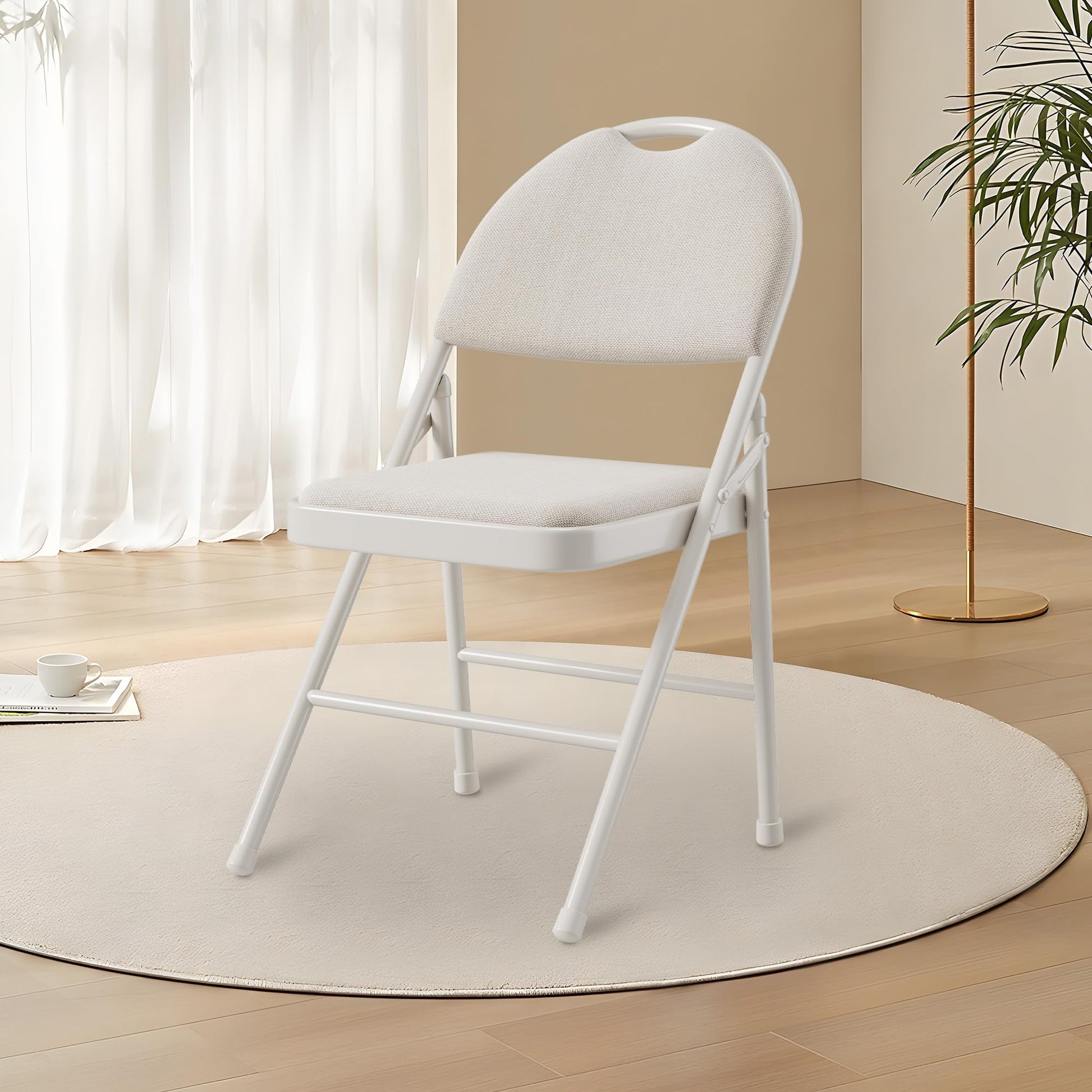 Ensemble de 6 chaises pliantes Garvee avec coussins, structure en métal, pliables pour le bureau et l'extérieur, revêtement en similicuir, pieds antidérapants, empilables