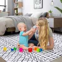 Tapis Garvee Boho imperméable, antidérapant et lavable à poils courts, motif losanges bohème, idéal pour le salon, la chambre ou la salle à manger. Motif losanges bohème.