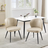 Garvee Ensemble de 2 chaises de salle à manger , ergonomiques, en cuir, pieds en acier, pour la cuisine et la salle à manger, hauteur d'assise de 59 cm (23,2 po), couleur neutre