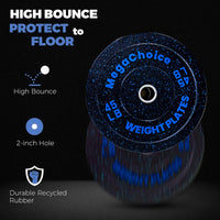 Disques de musculation Garvee de 20 kg (45 lb), disques en caoutchouc de 5 cm (2 pouces) avec anneau en acier pour l'entraînement à domicile, poids colorés, amortissants