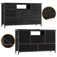 Meuble TV Garvee à 8 tiroirs avec éclairage LED et prise électrique pour salon et chambre, en MDF, éclairage RGB, grand espace de rangement, gestion des câbles, blanc