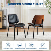 Chaises de salle à manger Garvee, lot de 2, style moderne milieu du siècle, revêtement en similicuir, confortables et ergonomiques, pieds en bois et métal, pour la cuisine et la salle à manger, marron