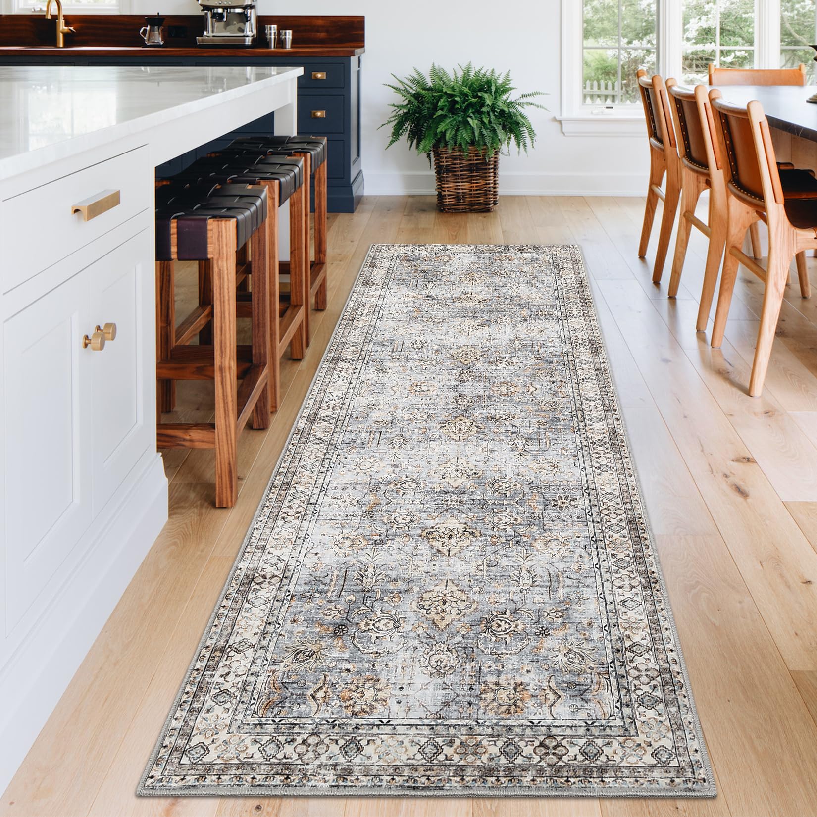 Tapis Garvee Pearl Fleece, 100 % polyester, pliable et lavable, pour salon et cuisine, 60 x 230 cm, bleu