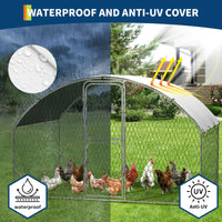 Poulailler Garvee grand format de 2 m (6,5 pi) en métal imperméable avec protection UV, double porte, structure triangulaire renforcée pour poules et canards, jardin