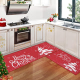 Garvee Kerst Keukenmat Set 2 pièces Vlas Kerstboom Design antidérapant 40x60cm + 40x120cm Badkamer & Keuken Decor