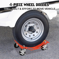 Garvee Lot de 2 Chariots de Déplacement Auto 680 kg, Acier Robuste, Roues 360° avec Freins, Orange, pour Voiture et Garage