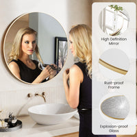 Miroir mural rond doré Garvee 30", grand miroir de salle de bain, cadre en métal doré mat, décoration moderne pour la maison et la salle de bain