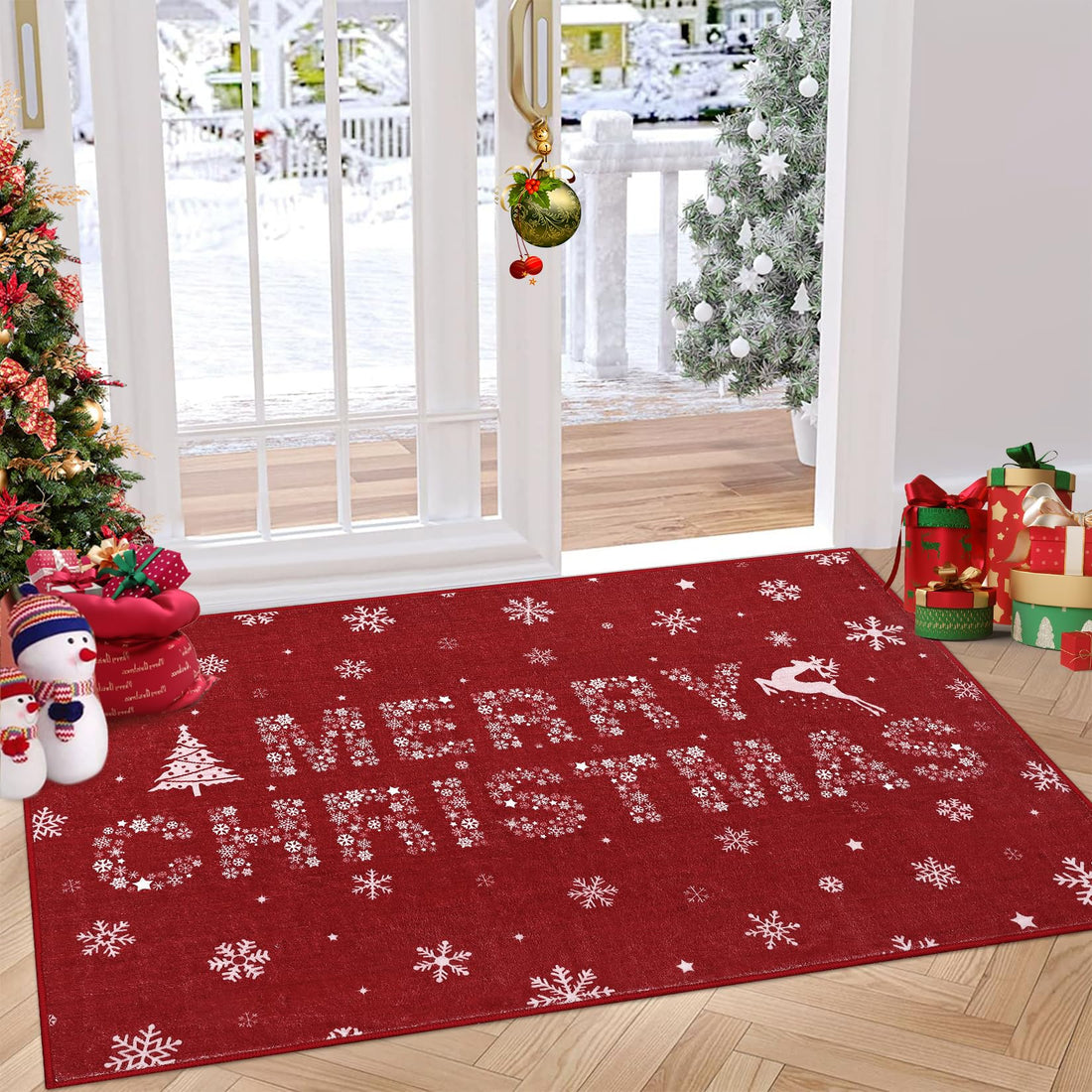 Tapis de Noël Garvee, paillasson 60 x 100 cm, pour entrée, chambre, bureau