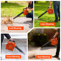 Souffleur de feuilles portatif à essence Garvee 28 cm³, 1,1 CV, 490 CFM, 290 km/h, pour jardin, cour, allée et neige, orange