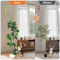 Garvee Ficus lyrata artificiel 152 cm en forme de S, pot blanc, feuilles en soie réalistes et branches ajustables, vert