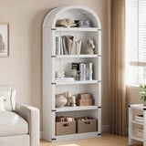 Garvee bibliothèque 5 étagères avec arche, bois MDF, protection métallique, blanche, pour salon et bureau, 182 cm x76 cm x30 cm