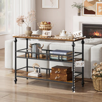 Garvee Console industrielle à 3 niveaux avec rangement, structure métal et MDF, style vintage, pieds réglables, pour entrée et salon, 109 × 30 × 80 cm, vintage