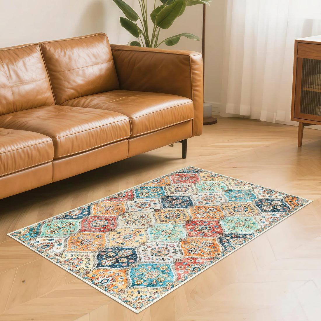 Tapis de couloir Garvee 80 x 150 cm, lavable, motif floral vintage, pour chambre ou cuisine, antidérapant