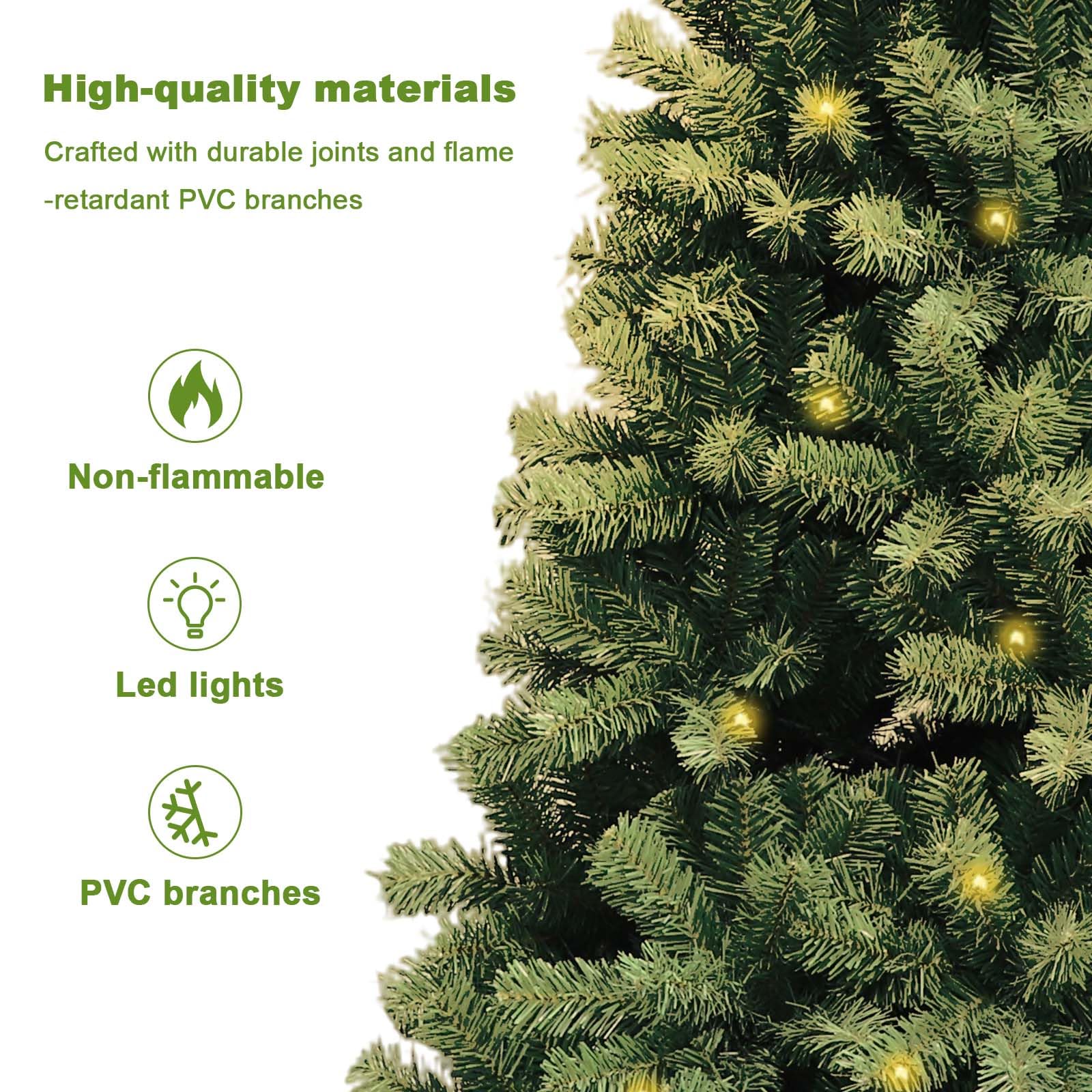 Sapin de Noël artificiel Garvee – 214 cm, 300 LED, 1350 branches, aiguilles en PVC, pour Noël