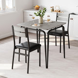 Garvee Ensemble table à manger 2 personnes, gain de place, sièges rembourrés, bois, dossiers ergonomiques, structure métal, idéal maison et bureau à domicile - Gris