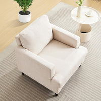 Fauteuil d'appoint Garvee style Mid-Century, revêtu de lin respirant, rembourré de façon moelleuse et doté de pieds en bois massif. Idéal pour le salon et le bureau. Design moderne et polyvalent, couleur beige.