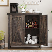 Garvee petit buffet de style campagnard, 2 portes, étagères réglables, MDF, pour le salon et la salle à manger, 76 × 40 × 80 cm, marron rustique