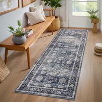 Tapis vintage lavable Garvee, style oriental à poils courts, antidérapant, antitache, doux, idéal pour le salon, la chambre et la cuisine. Disponible en plusieurs tailles et couleurs.