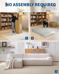 Canapé d'angle Garvee Cloud 108" avec méridienne - Canapé ultra-doux sans ossature, velours côtelé, blanc, salon, en forme de L