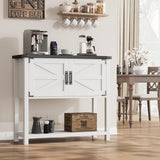 Console Garvee style ferme avec 2 portes, en bois robuste et résistant aux rayures, blanc et noir, 81 cm (32 pouces), idéale pour la cuisine et le salon.