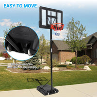 Panier de basket d'extérieur Garvee, réglable de 1,5 à 3 m, panneau incassable en PVC de 112 cm, cadre en PE, poteaux en acier inoxydable, portable pour jardin et aire de jeux