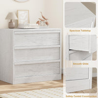 Commode Garvee à 3 tiroirs, blanche, avec un grand espace de rangement pour la chambre, le salon ou la chambre d'enfant, design moderne, bois, protection anti-basculement, polyvalente, 75 cm x 40 cm x 77,5 cm