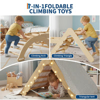 Ensemble triangulaire Garvee Pikler 7 en 1, jouet d'escalade pliable en bois de style Montessori pour bébés et jeunes enfants, 54 cm (21,3 po) de hauteur, couleur naturelle.