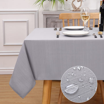 Nappe de Noël carrée imperméable GARVEE 140x140 cm grise pour banquet, cuisine, pique-nique, intérieur et extérieur