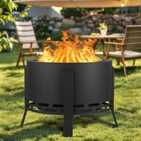 Garvee Brasero extérieur à fumée réduite 66cm, avec bac à cendres, pieds réglables et tisonnier, acier carbone noir pour barbecue et camping