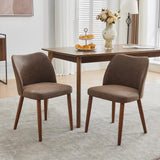 Garvee Chaises de salle à manger, lot de 2, revêtement en tissu, assise rembourrée et pieds en bois, pour restaurant et café, hauteur 78 cm - Similicuir marron foncé