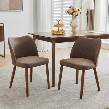 Chaises de salle à manger Garvee, lot de 2, revêtement en tissu, assise rembourrée et pieds en bois, pour restaurant et café, hauteur 78 cm, style moderne du milieu du siècle