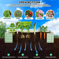 Jardinière surélevée galvanisée Garvee, 180 x 90 x 30 cm, en métal, 3 hauteurs, fond ouvert, rectangulaire, pour jardin et terrasse.