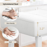 Garvee Lot de 2 tabourets de bar selle 61 cm, sans dossier, assise rembourrée incurvée, pieds métal et repose-pieds, pour îlot de cuisine ou bar, blanc